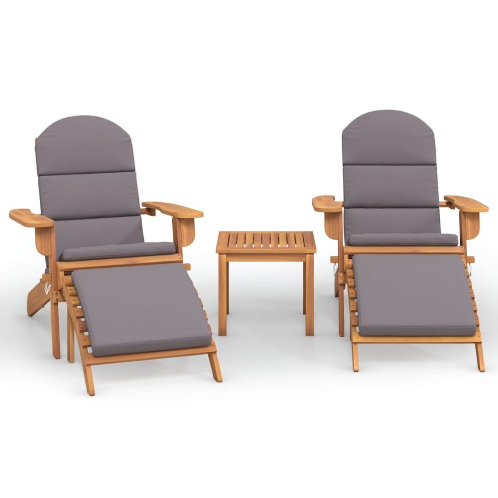 Garden Lounge Set Natural Wood Solid Acacia Wood, Fabric Standard. Picture 2