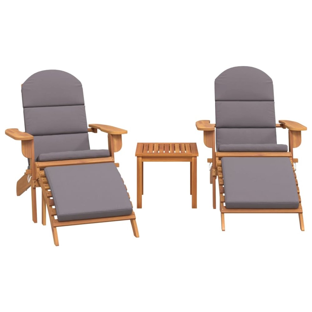 Garden Lounge Set Natural Wood Solid Acacia Wood, Fabric Standard. Picture 3