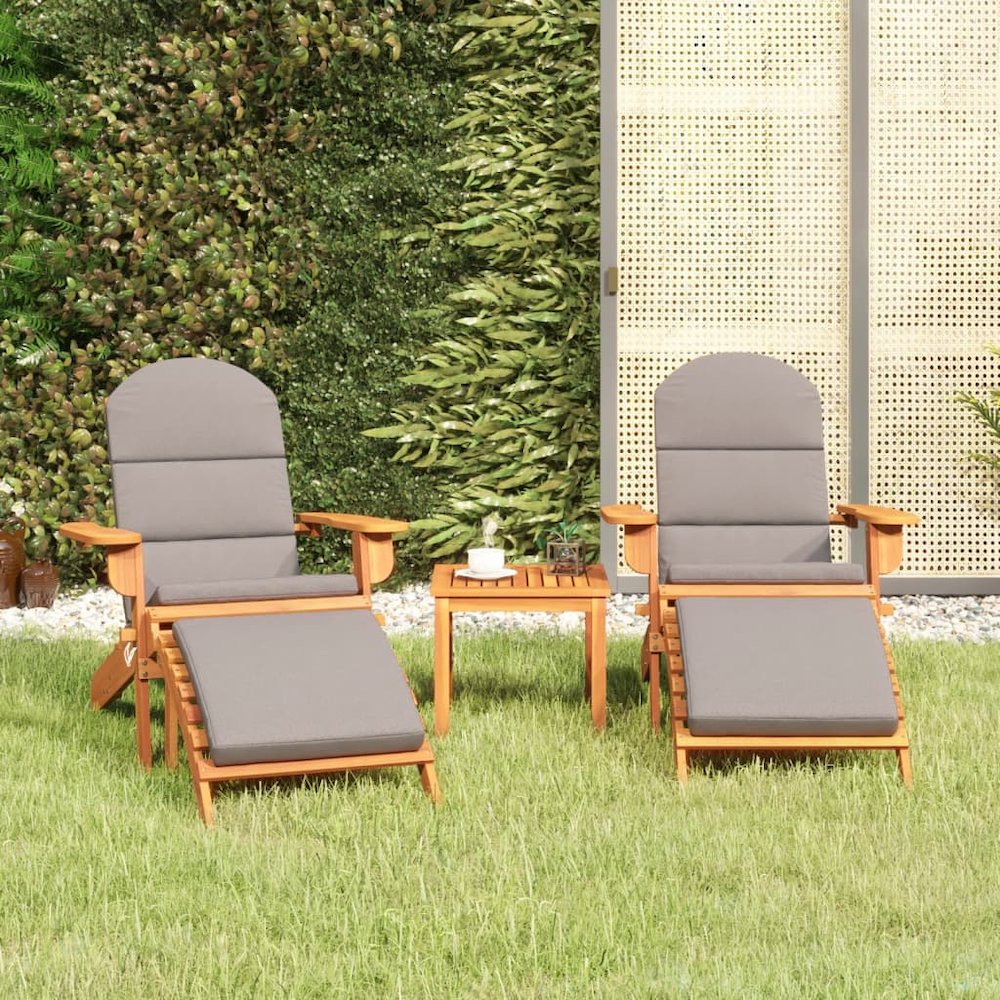 Garden Lounge Set Natural Wood Solid Acacia Wood, Fabric Standard. Picture 1