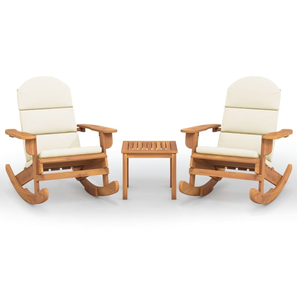 Garden Lounge Set Natural Wood, Cream white Solid acacia wood. Picture 2