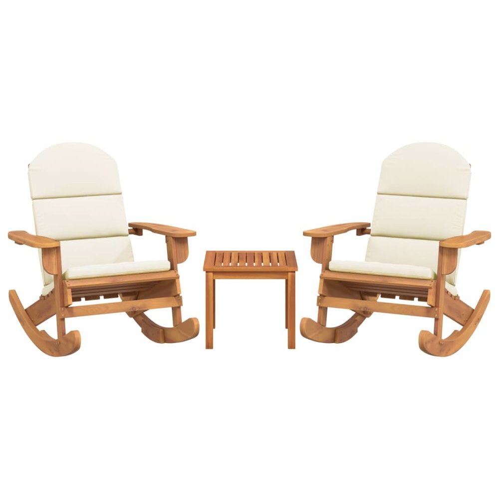 Garden Lounge Set Natural Wood, Cream white Solid acacia wood. Picture 3