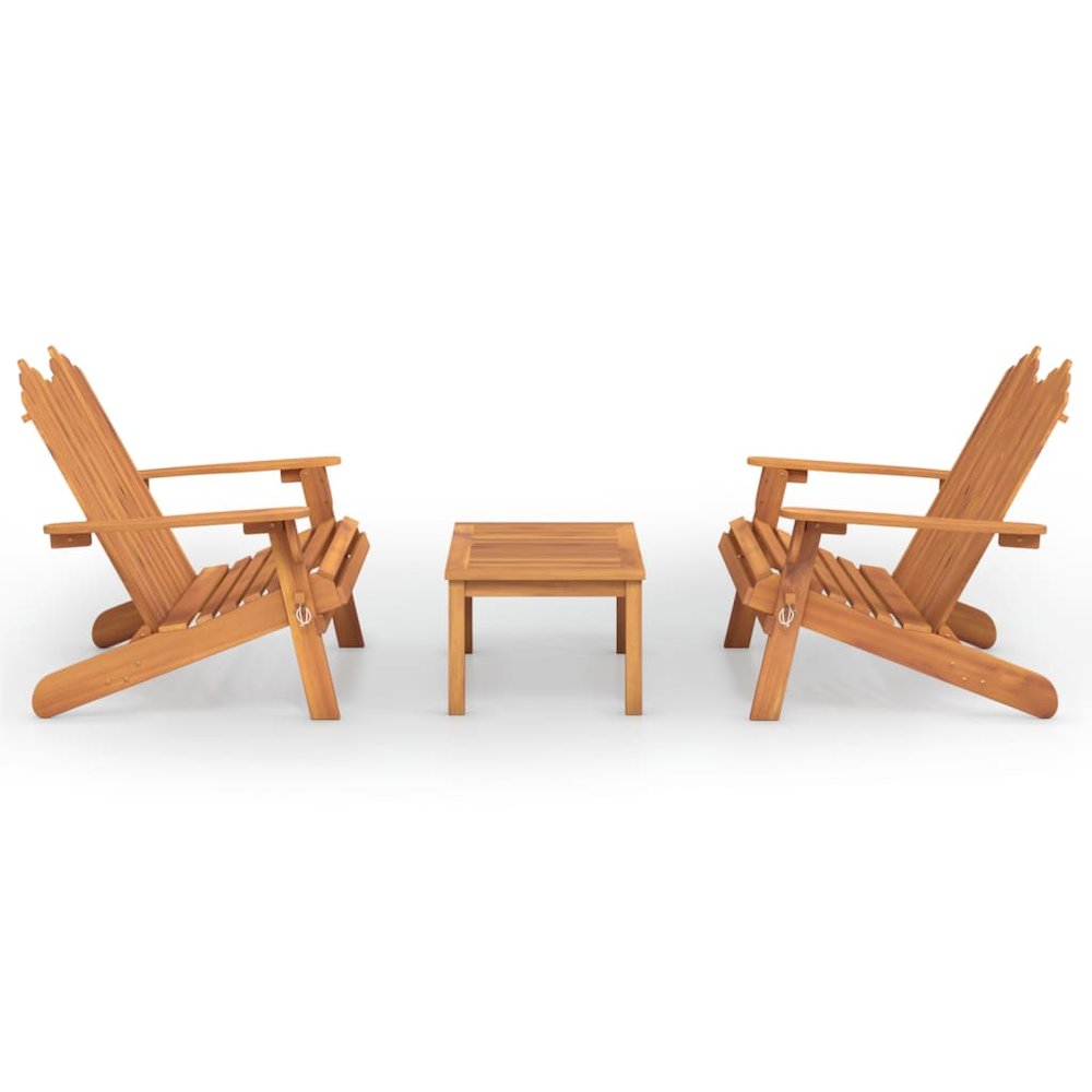 Garden Lounge Set Brown Solid Acacia Wood Medium Foldable. Picture 2