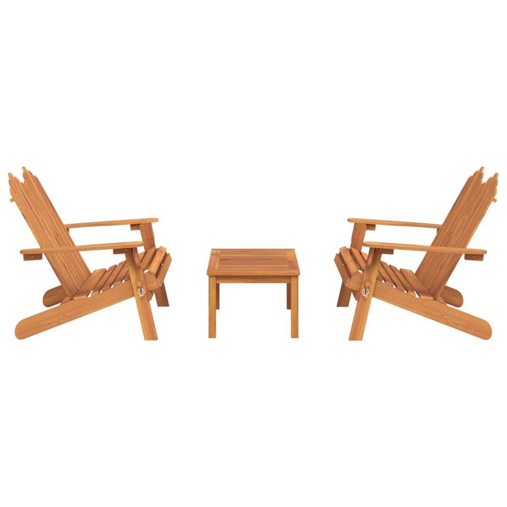 Garden Lounge Set Brown Solid Acacia Wood Medium Foldable. Picture 3