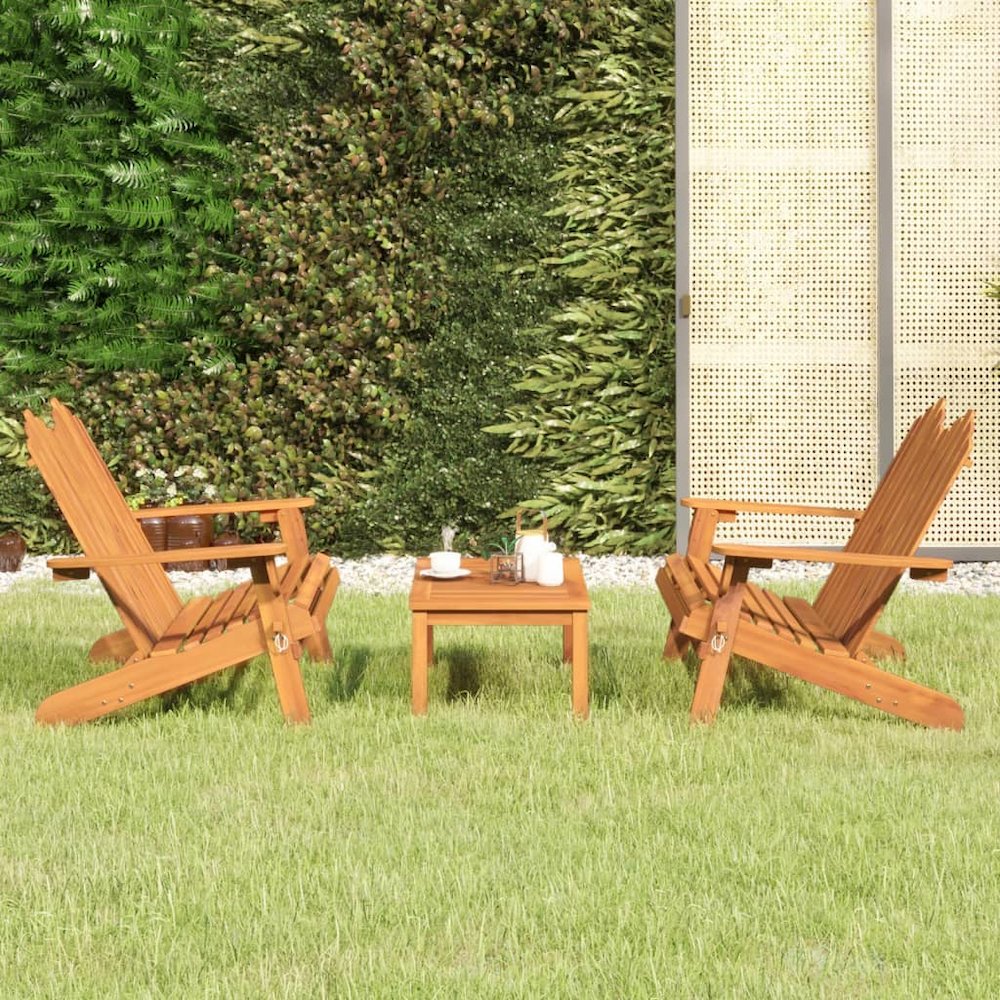 Garden Lounge Set Brown Solid Acacia Wood Medium Foldable. Picture 1