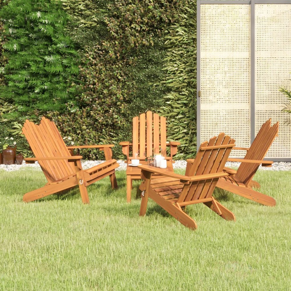 Garden Lounge Set Natural wood Solid acacia wood Medium. Picture 1