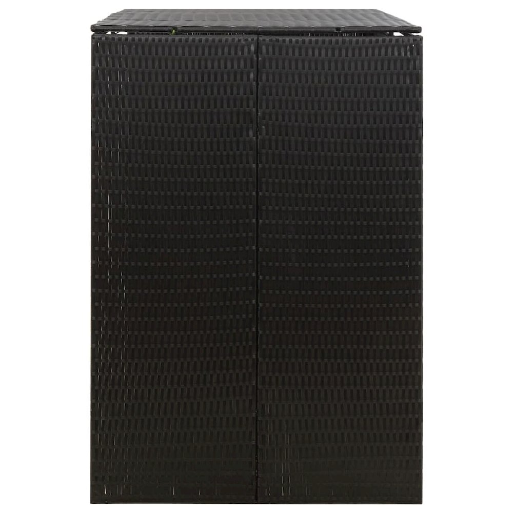 Double Wheelie Bin Shed Black 55.1"x31.5"x46.1" Poly Rattan. Picture 5