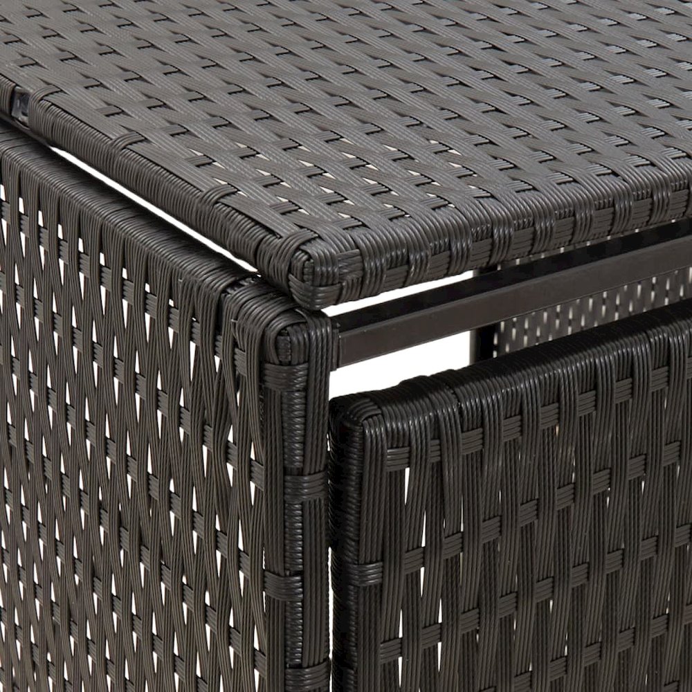 Double Wheelie Bin Shed Black 55.1"x31.5"x46.1" Poly Rattan. Picture 6