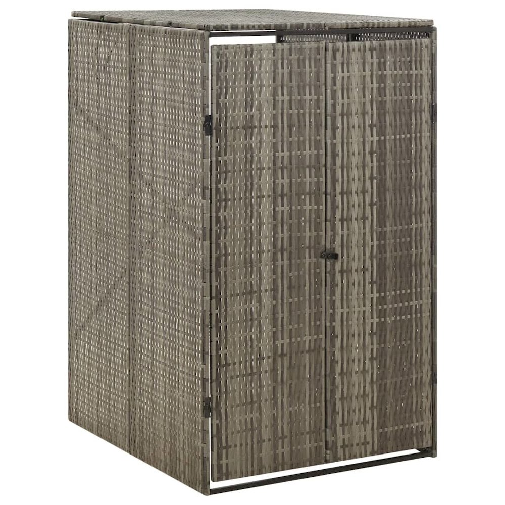 Single Wheelie Bin Shed Gray 27.6"x31.5"x46.1" Poly Rattan. Picture 1