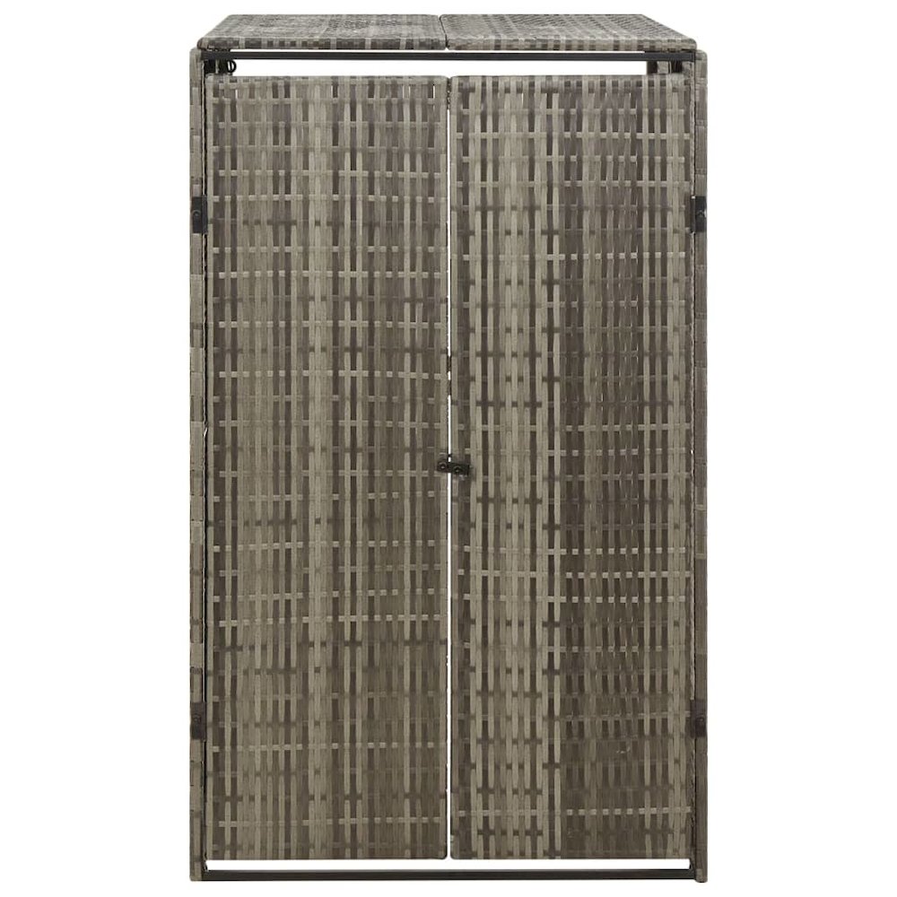 Single Wheelie Bin Shed Gray 27.6"x31.5"x46.1" Poly Rattan. Picture 4