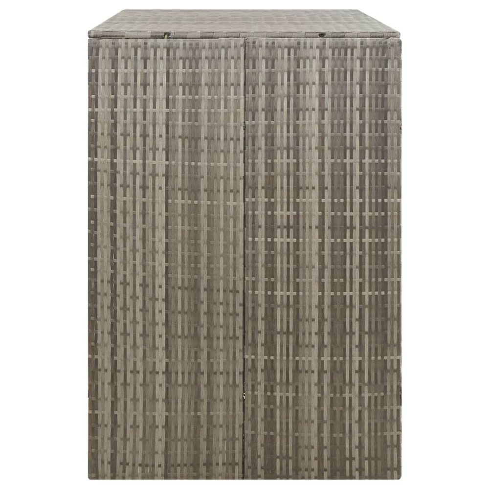 Double Wheelie Bin Shed Gray 55.1"x31.5"x46.1" Poly Rattan. Picture 5