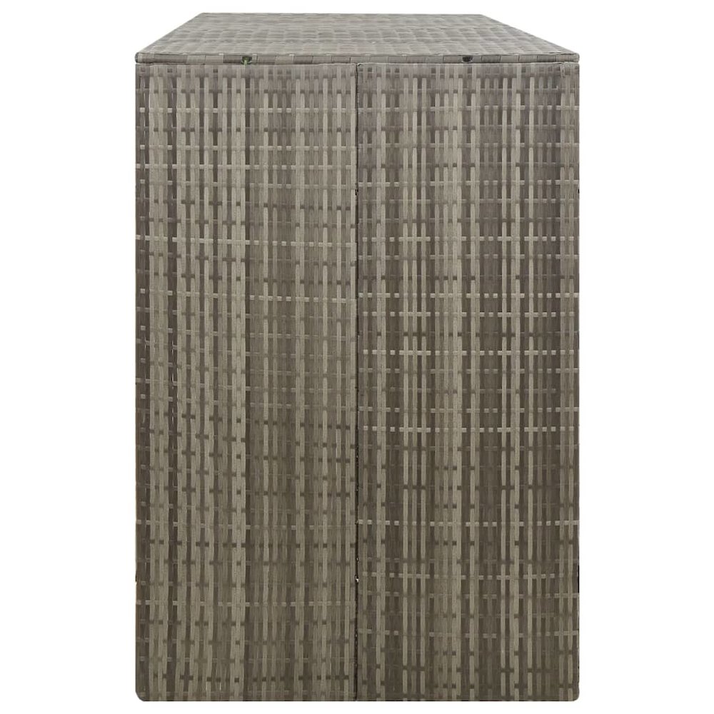 Triple Wheelie Bin Shed Gray 81.5"x31.5"x46.1" Poly Rattan. Picture 5