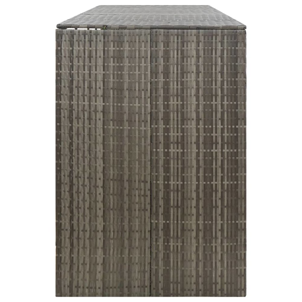 Quadruple Wheelie Bin Shed Gray 107.9"x31.5"x46.1" Poly Rattan. Picture 5