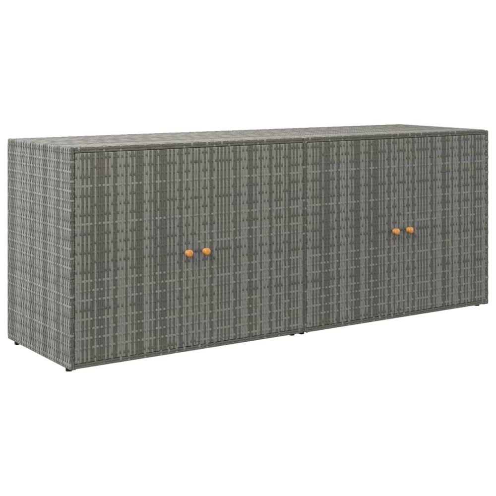 Garden Storage Cabinet Grey PE Rattan Medium. Picture 2