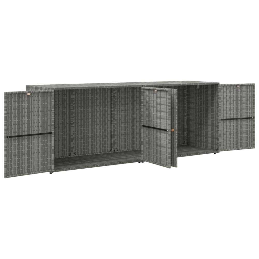 Garden Storage Cabinet Grey PE Rattan Medium. Picture 3