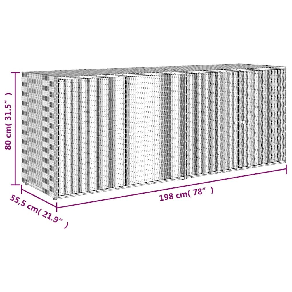 Garden Storage Cabinet Grey PE Rattan Medium. Picture 8