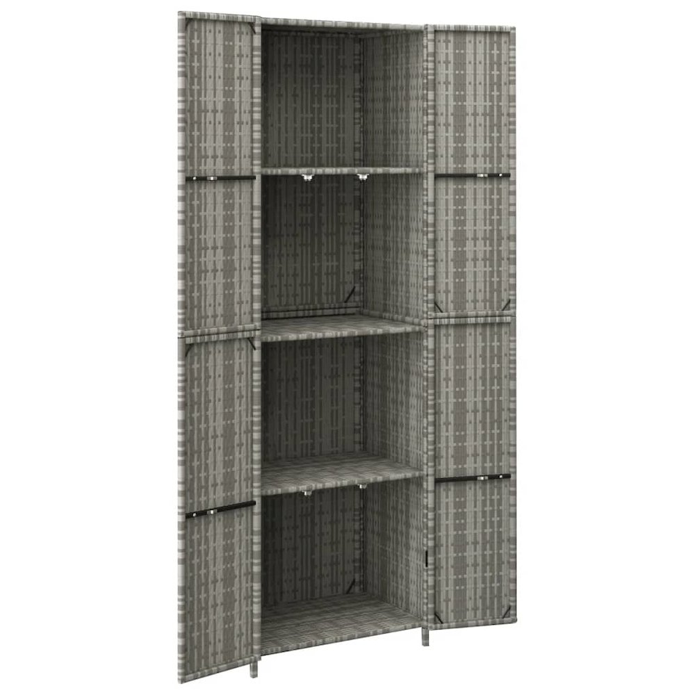 Garden Storage Cabinet Gray 23.2"x15.7"x70.9" Poly Rattan. Picture 3