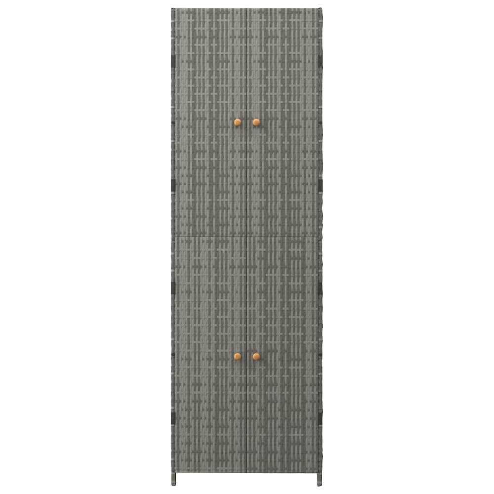 Garden Storage Cabinet Gray 23.2"x15.7"x70.9" Poly Rattan. Picture 4