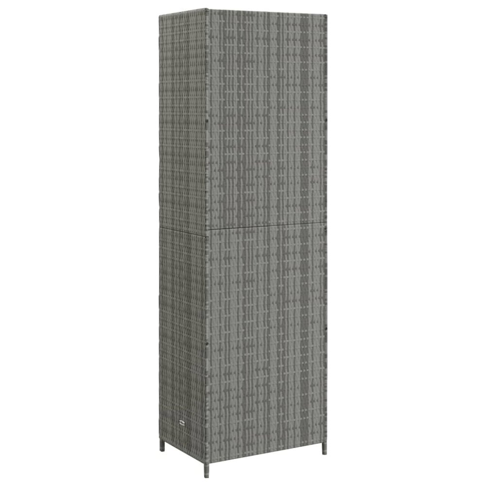 Garden Storage Cabinet Gray 23.2"x15.7"x70.9" Poly Rattan. Picture 6