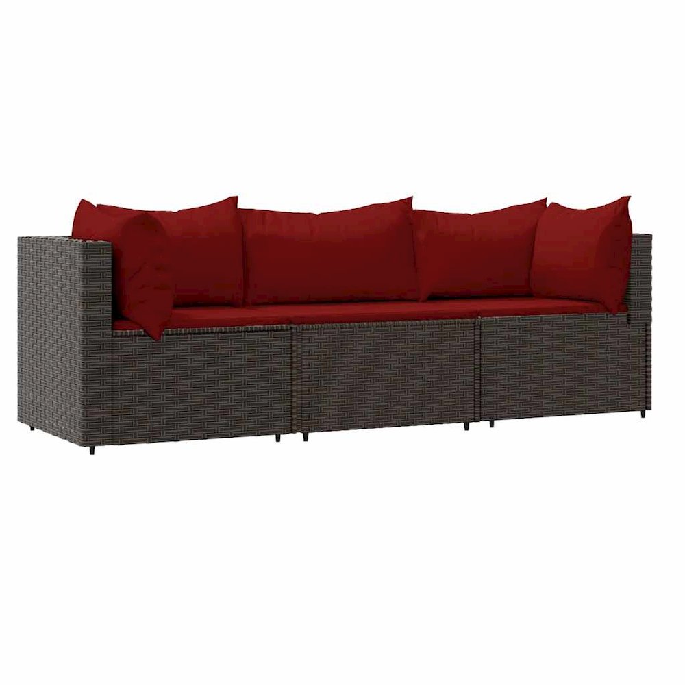 Patio Lounge Set Brown PE Rattan, Powder-Coated Steel, Polyester. Picture 1