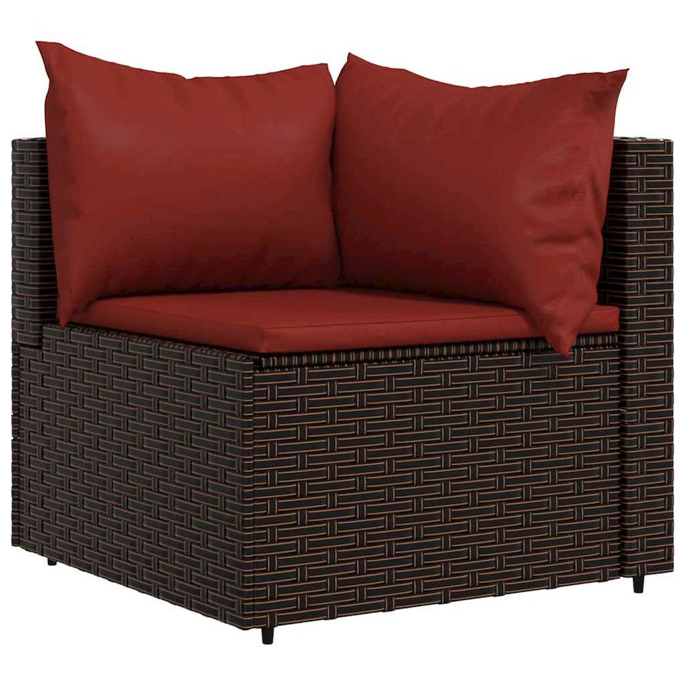 Patio Lounge Set Brown PE Rattan, Powder-Coated Steel, Polyester. Picture 5