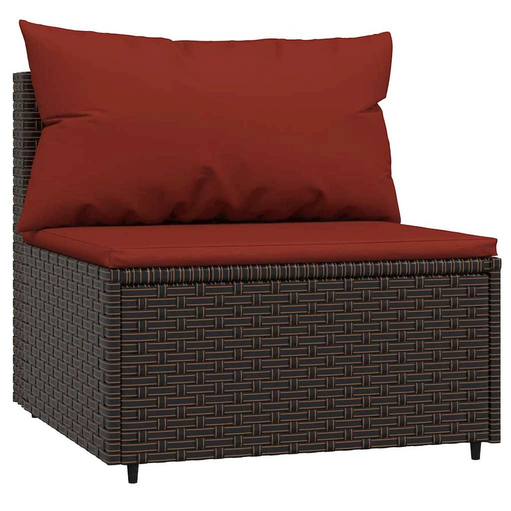 Patio Lounge Set Brown PE Rattan, Powder-Coated Steel, Polyester. Picture 6