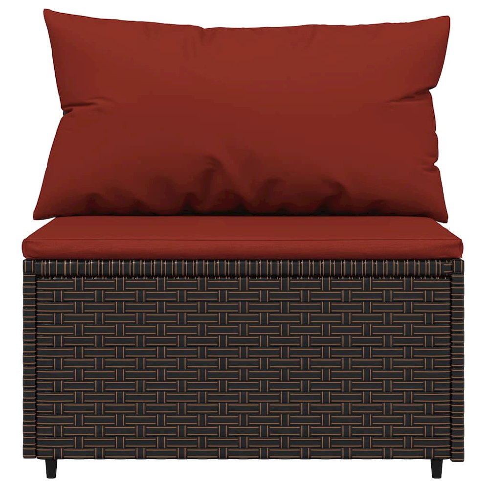 Patio Lounge Set Brown PE Rattan, Powder-Coated Steel, Polyester. Picture 7