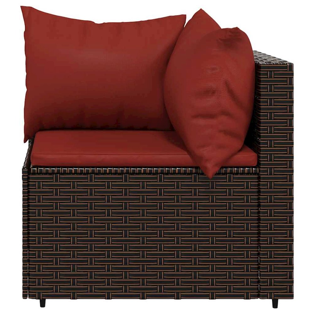 Patio Lounge Set Brown PE Rattan, Powder-Coated Steel, Polyester. Picture 8