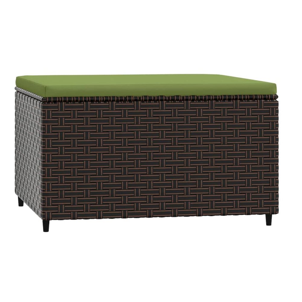 Patio Footrest Brown PE rattan, powder-coated steel, polyester. Picture 2
