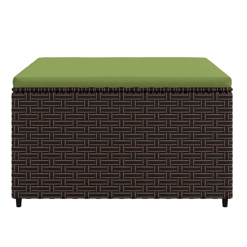 Patio Footrest Brown PE rattan, powder-coated steel, polyester. Picture 3