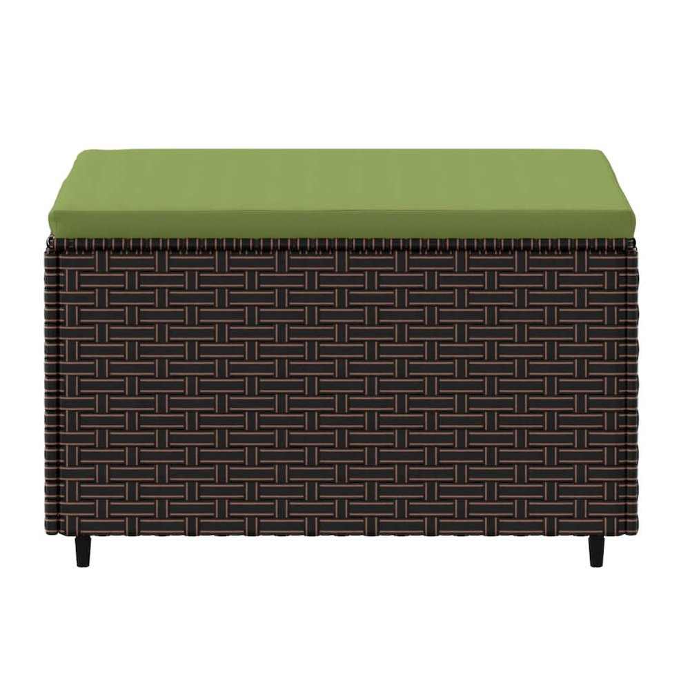 Patio Footrest Brown PE rattan, powder-coated steel, polyester. Picture 4