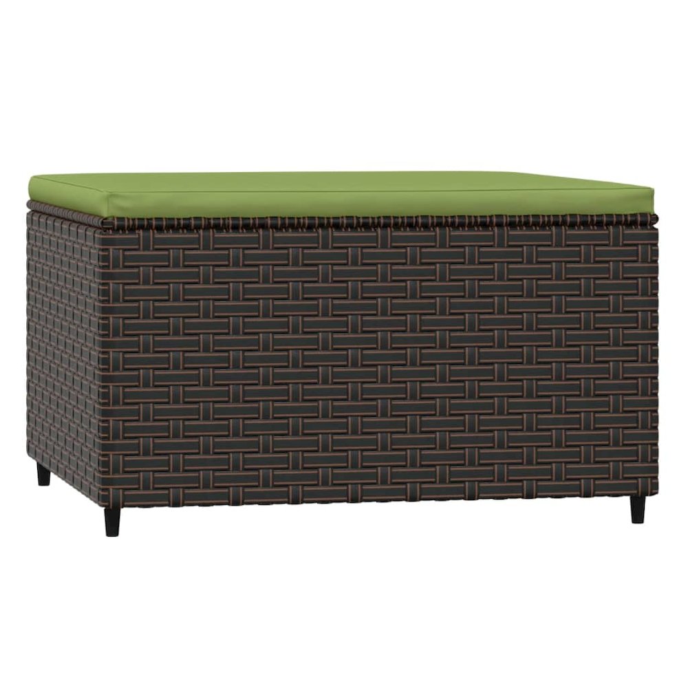 Patio Footrest Brown PE rattan, powder-coated steel, polyester. Picture 5