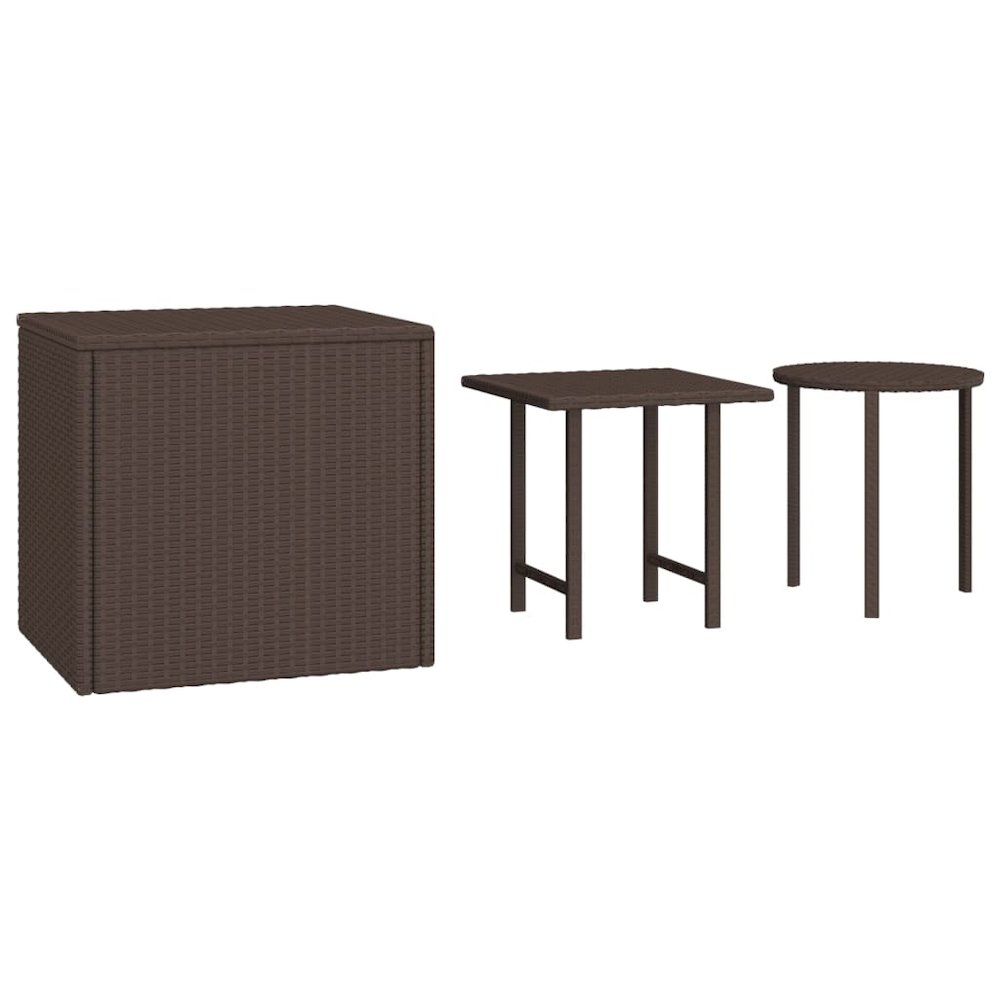 Side Tables 3 pcs Brown Poly Rattan. Picture 2