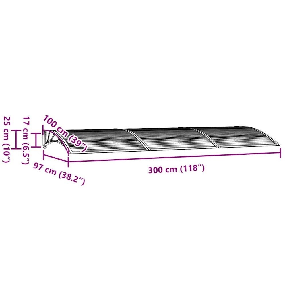 Door Canopy Black PC Large Durable Door Canopy Rectangular. Picture 8