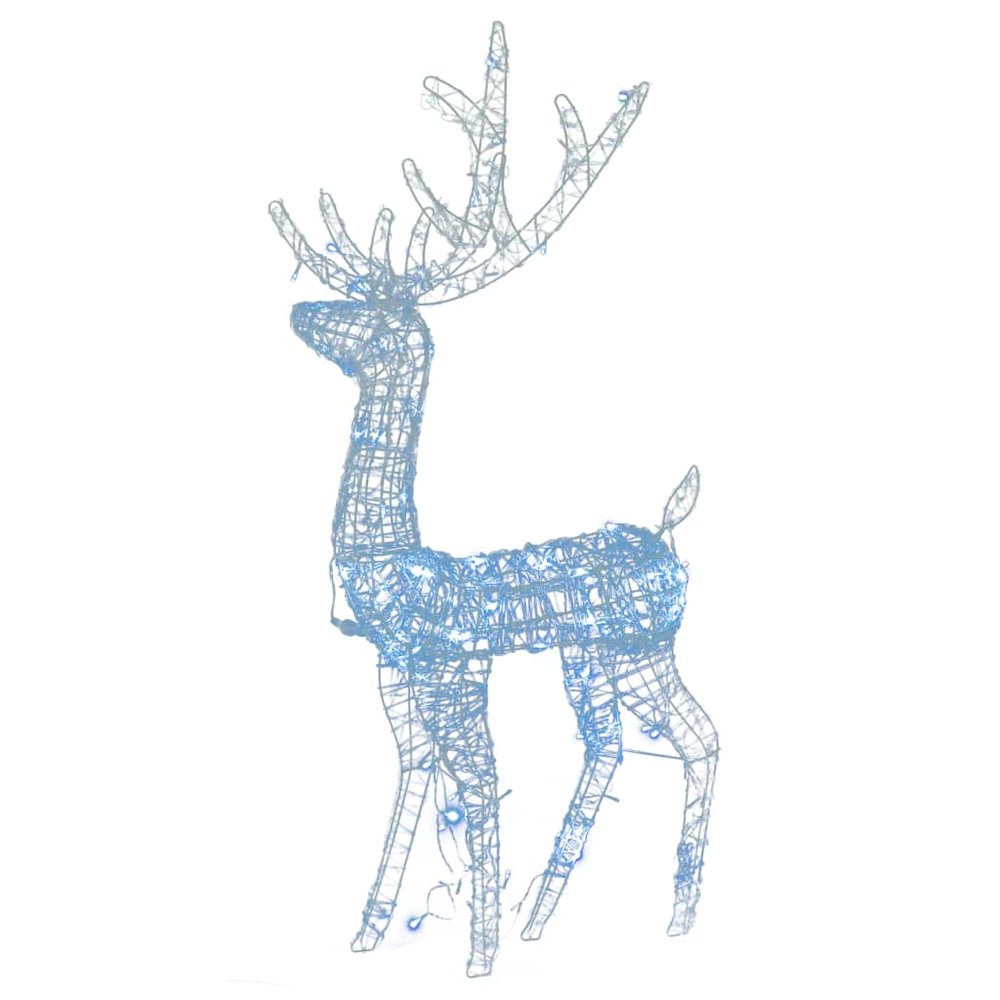 Reindeer Christmas Decoration Set of 2 Cool White Acrylic Large. Picture 3