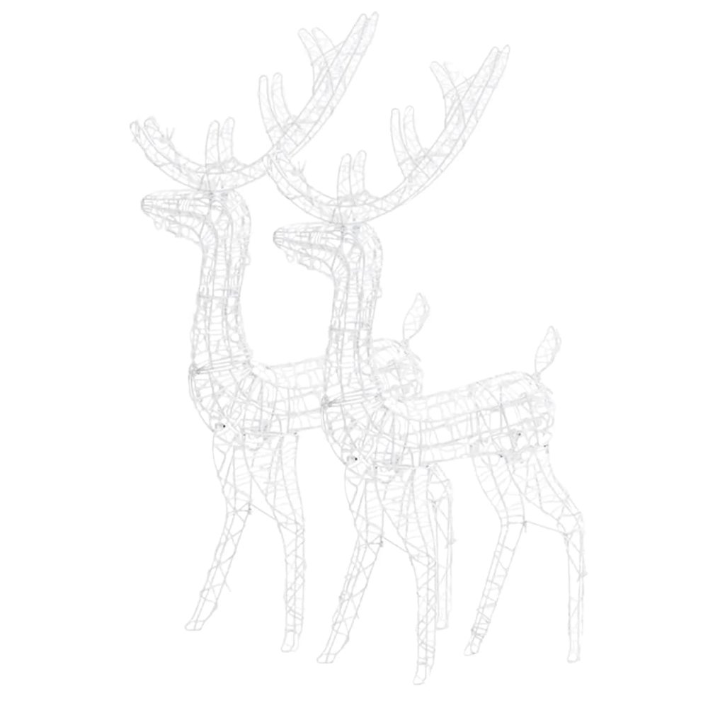 Reindeer Christmas Decoration Set of 2 Cool White Acrylic Large. Picture 4
