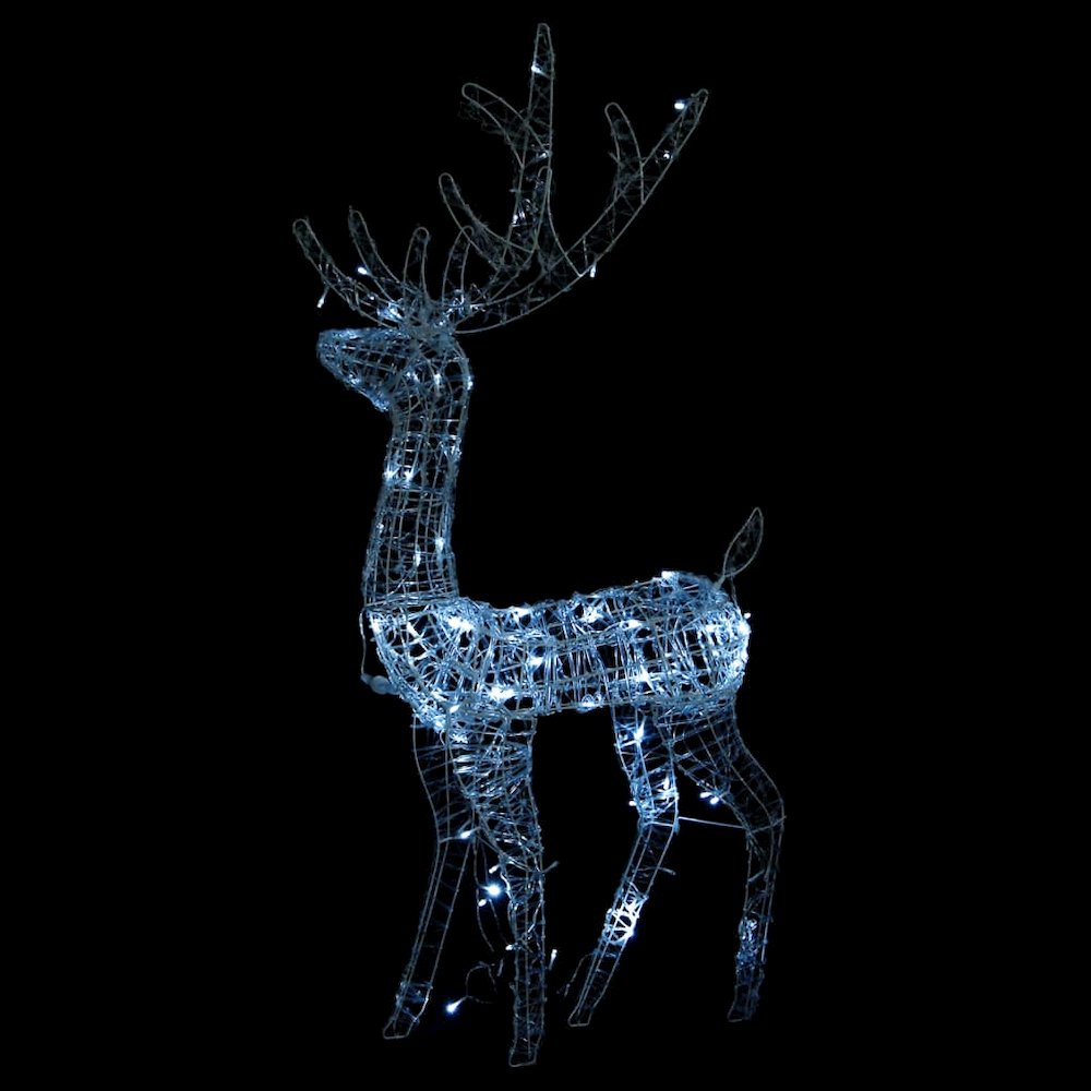 Reindeer Christmas Decoration Set of 2 Cool White Acrylic Large. Picture 7