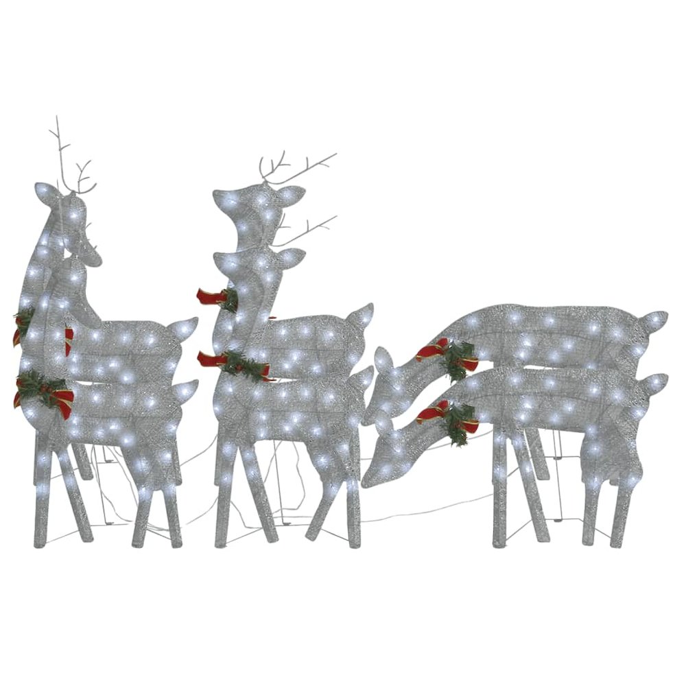 Christmas Reindeer Set of 6 Silver Fabric Large. Picture 2
