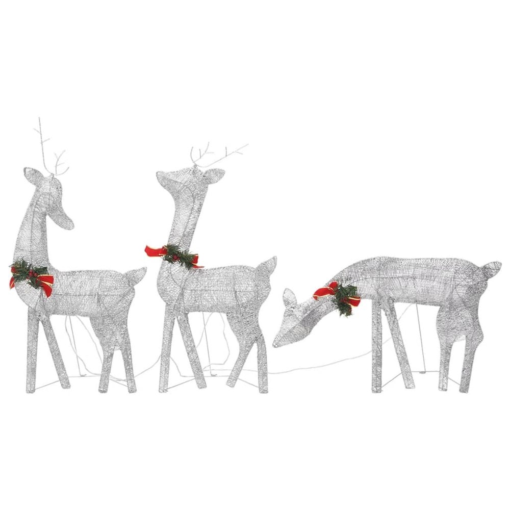 Christmas Reindeer Set of 6 Silver Fabric Large. Picture 3