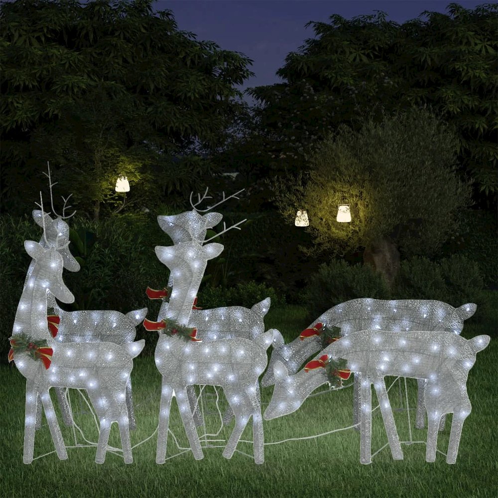 Christmas Reindeer Set of 6 Silver Fabric Large. Picture 1