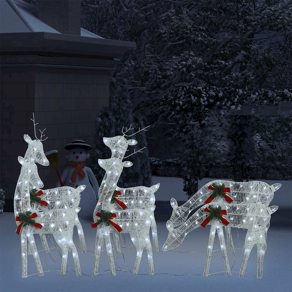 Christmas Reindeer Set of 6 White Fabric. Picture 1