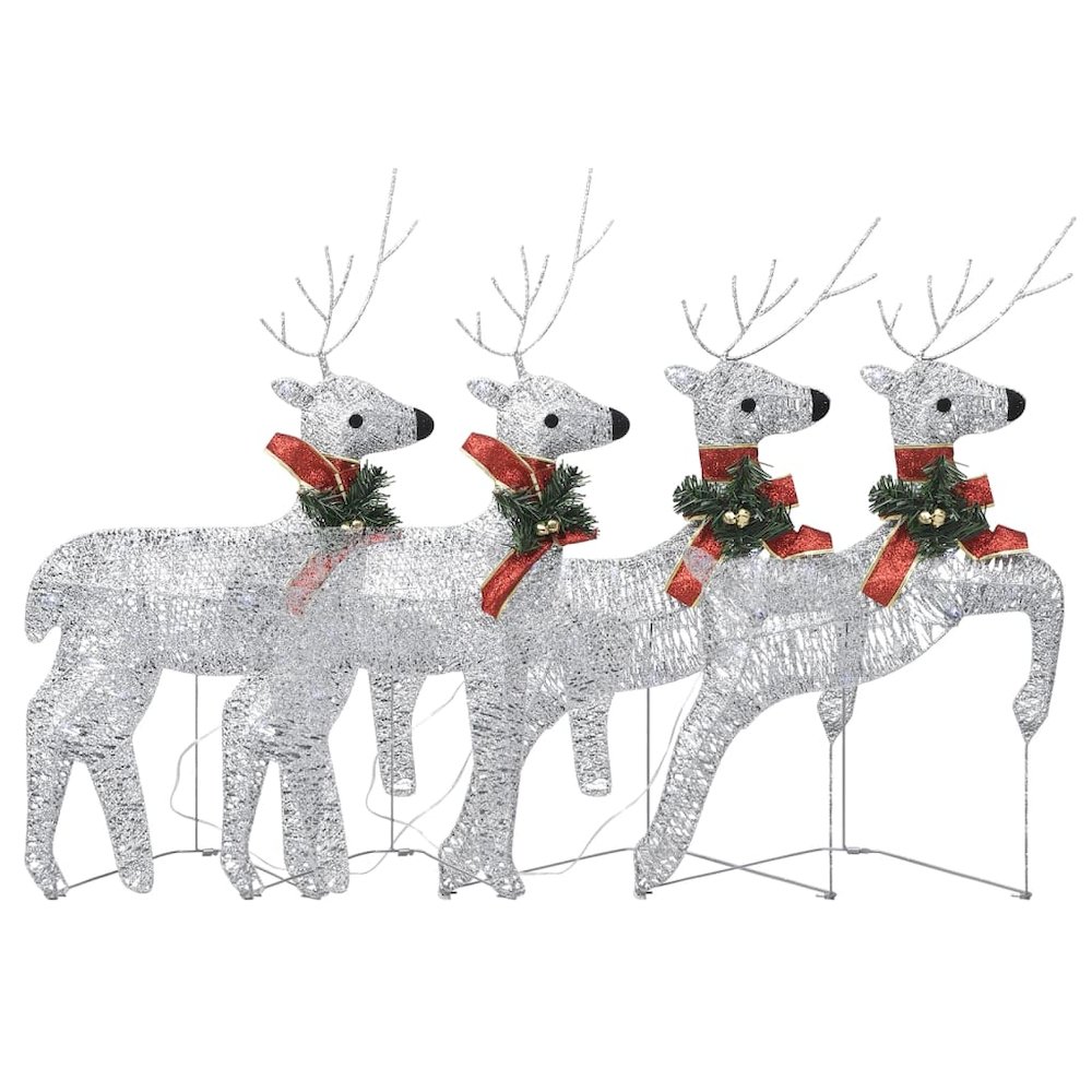 Christmas Reindeer Set of 4 Silver Mesh, Metal Medium. Picture 2