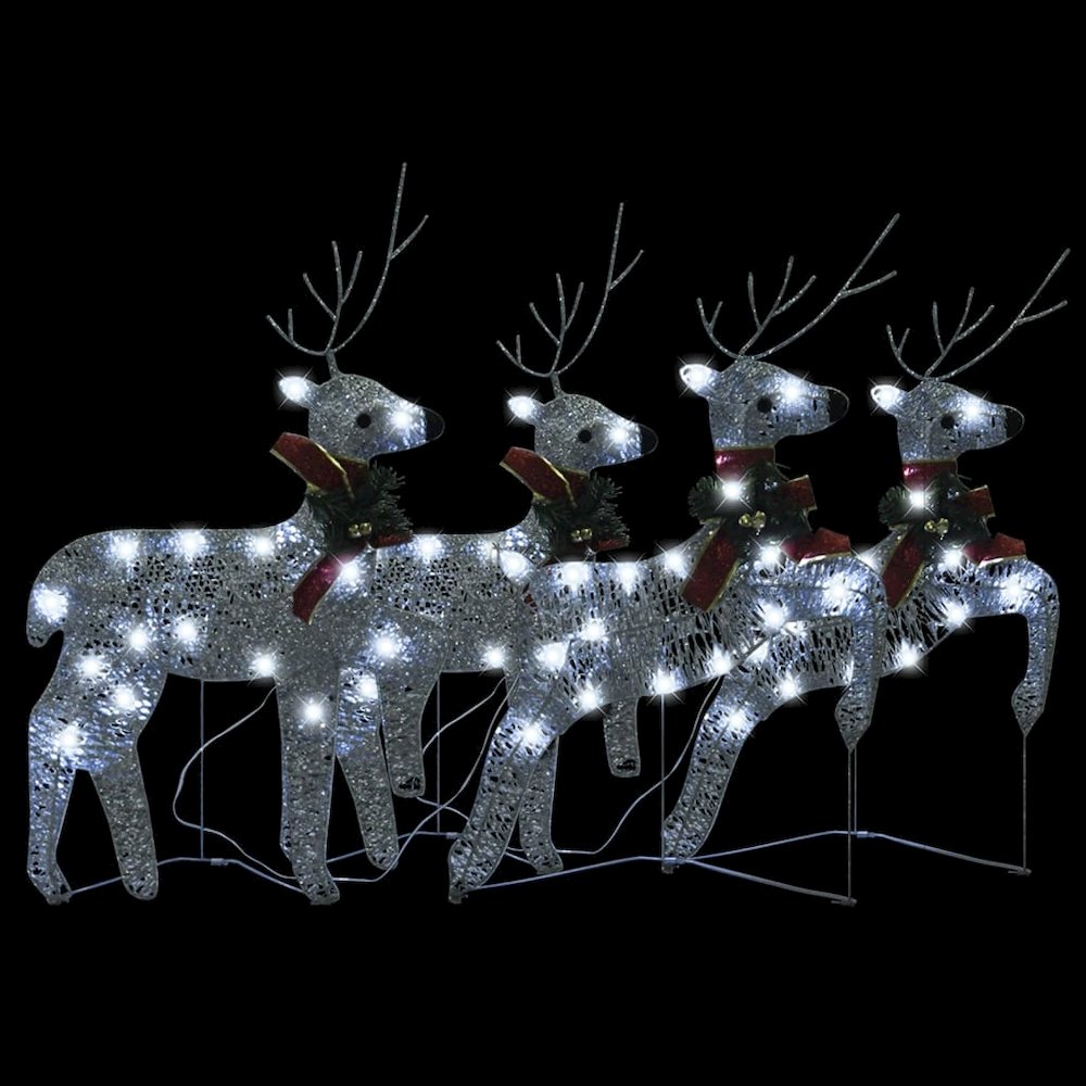 Christmas Reindeer Set of 4 Silver Mesh, Metal Medium. Picture 3