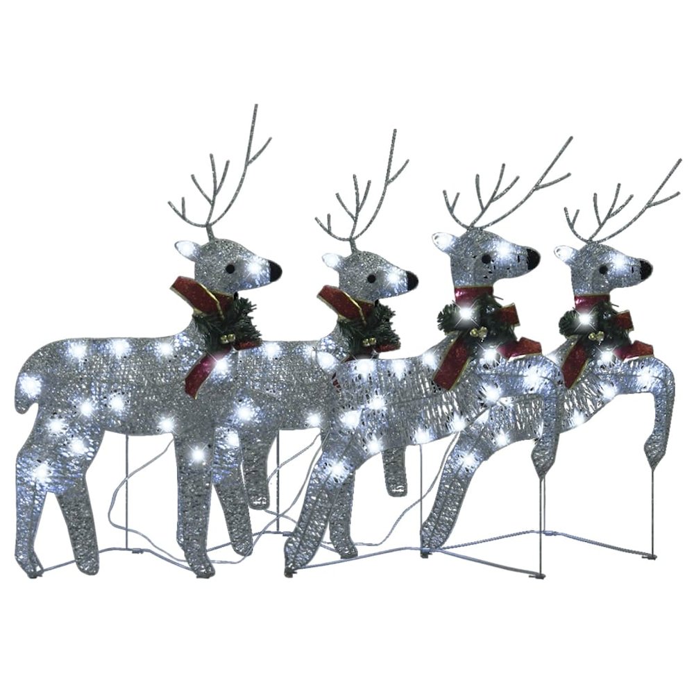 Christmas Reindeer Set of 4 Silver Mesh, Metal Medium. Picture 4