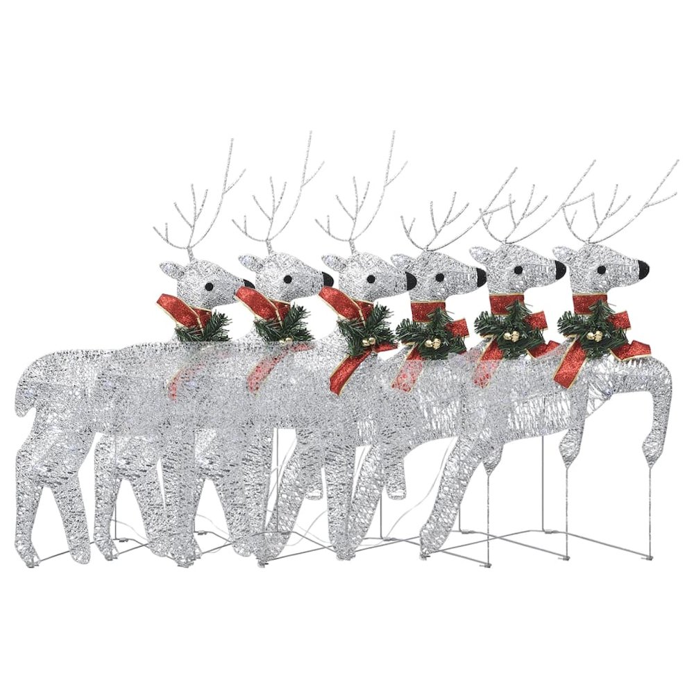 Christmas Reindeer Set of 6 Silver Mesh, metal Medium. Picture 2