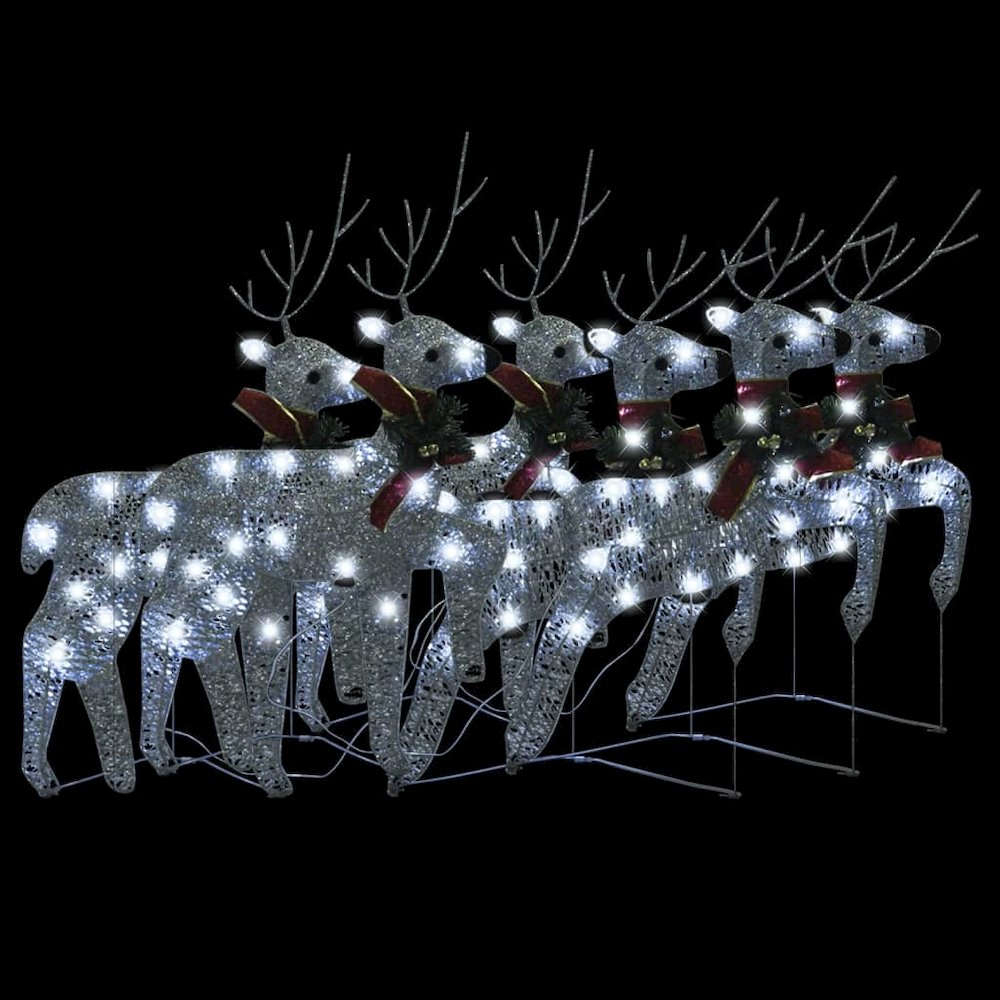 Christmas Reindeer Set of 6 Silver Mesh, metal Medium. Picture 3