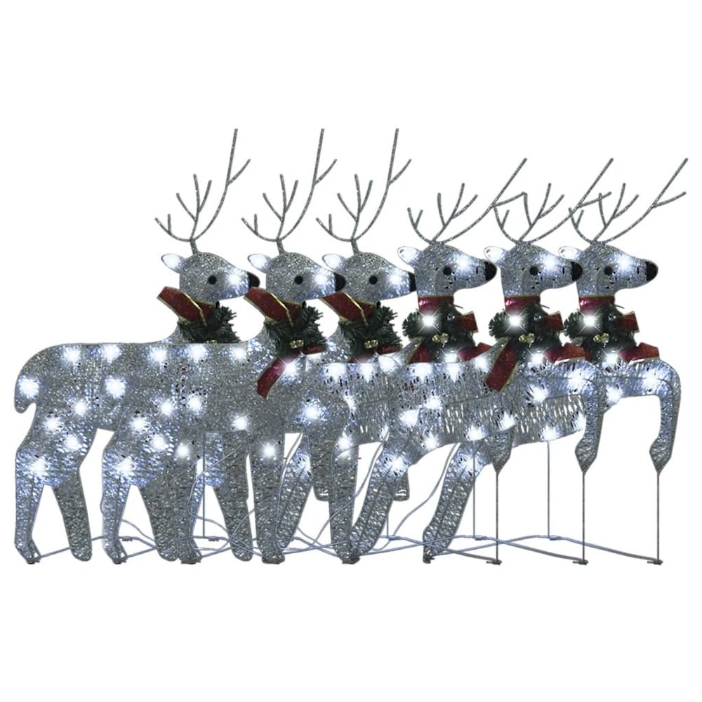 Christmas Reindeer Set of 6 Silver Mesh, metal Medium. Picture 4