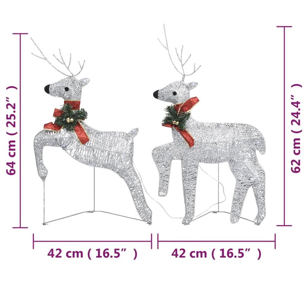 Christmas Reindeer Set of 6 Silver Mesh, metal Medium. Picture 9
