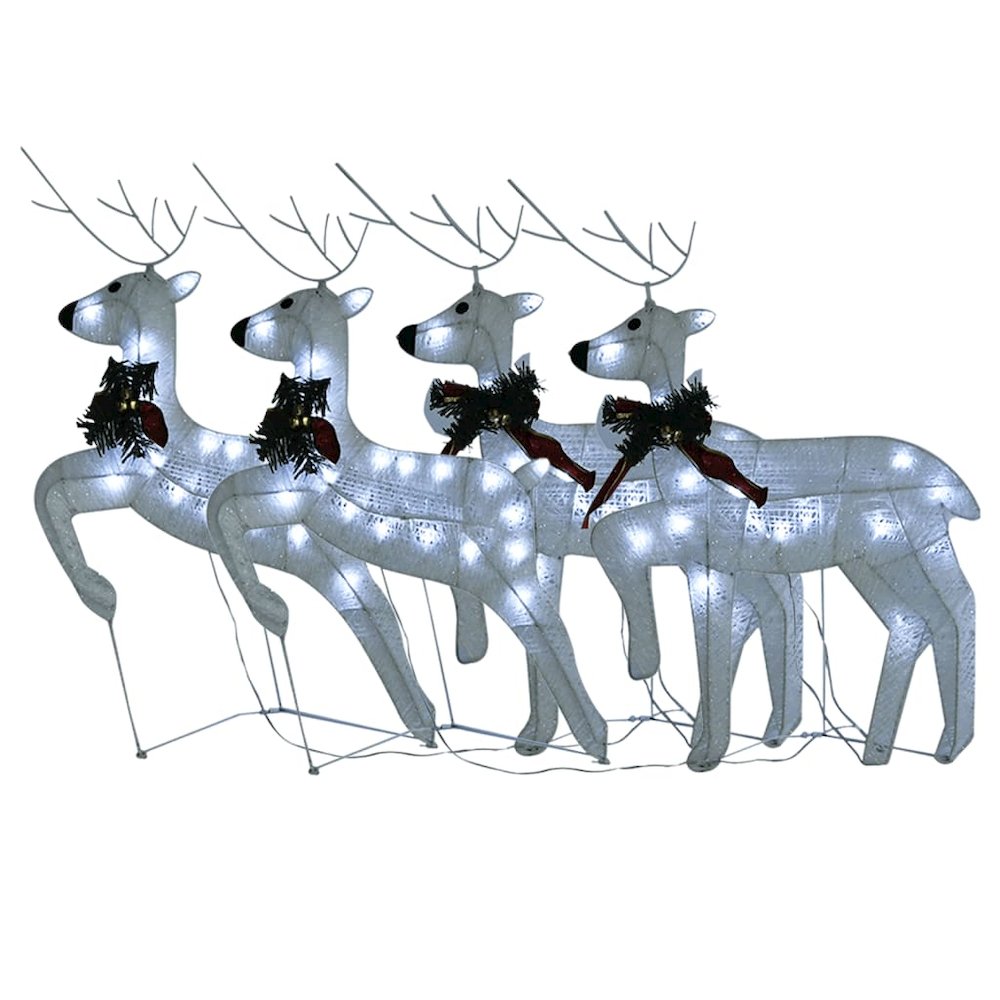 Christmas Reindeer Set of 4 White Mesh, metal Medium. Picture 2