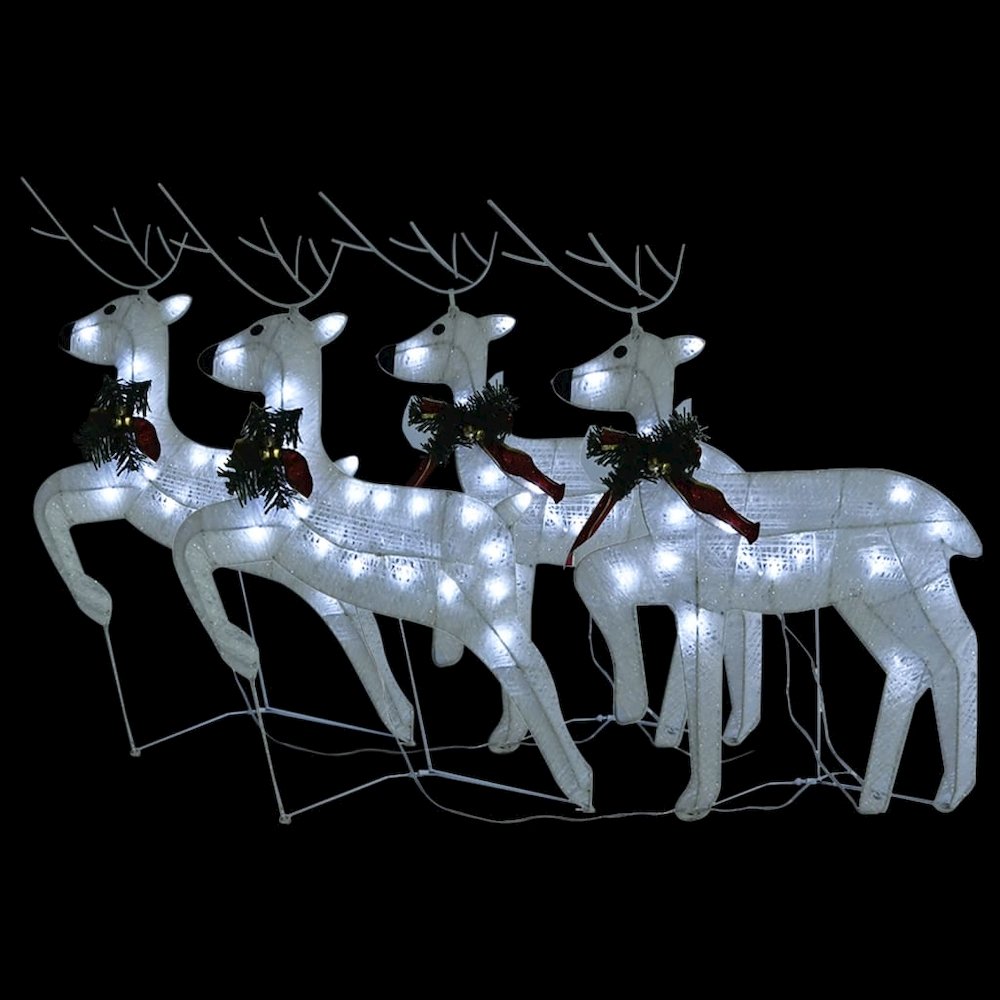 Christmas Reindeer Set of 4 White Mesh, metal Medium. Picture 3
