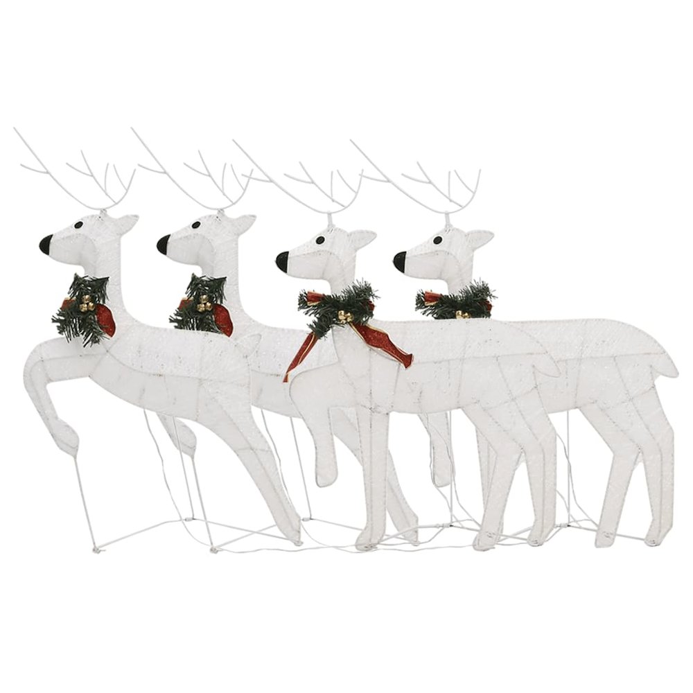 Christmas Reindeer Set of 4 White Mesh, metal Medium. Picture 4
